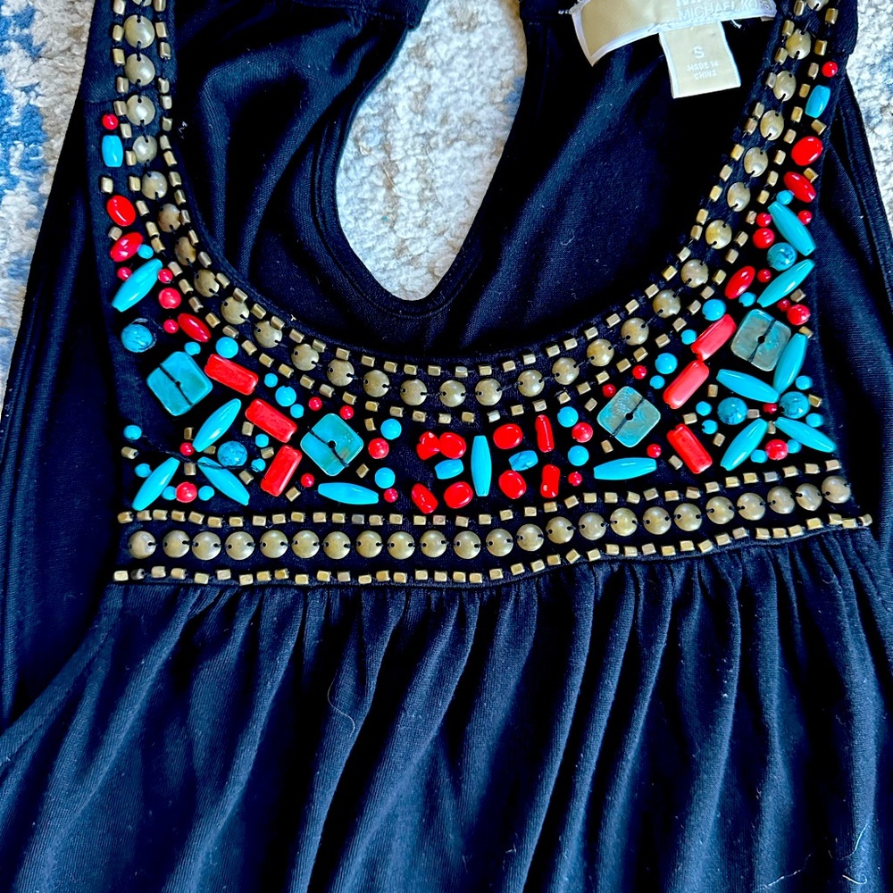 Black maxi beaded neck dress